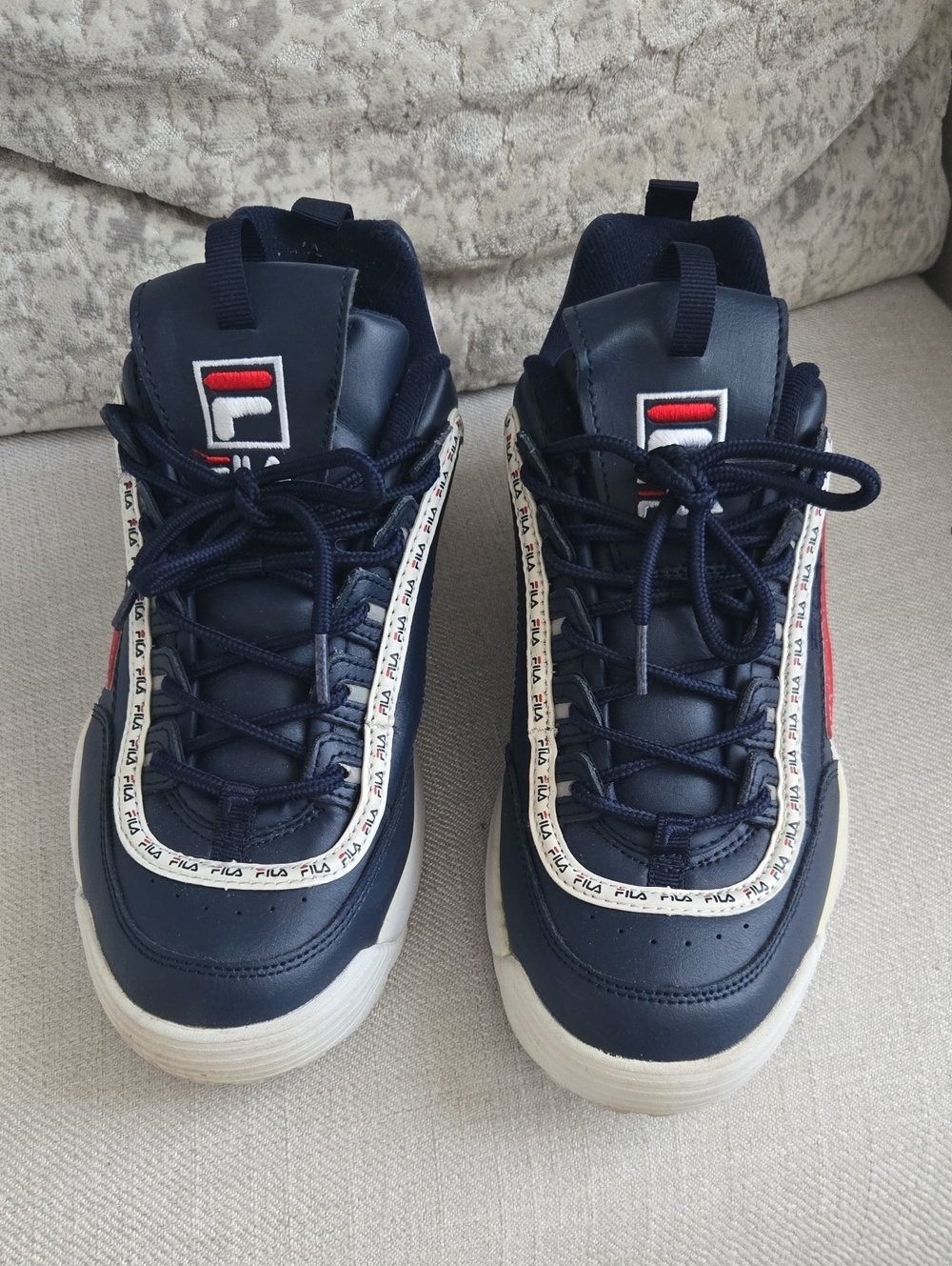 Vintage/90's FILA Navy Blue Men's Retro Lace-Up Sneakers with Logo Trim
